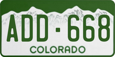 CO license plate ADD668