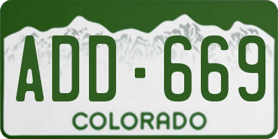 CO license plate ADD669
