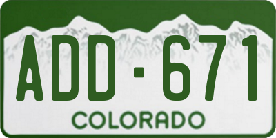 CO license plate ADD671