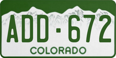 CO license plate ADD672