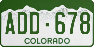 CO license plate ADD678