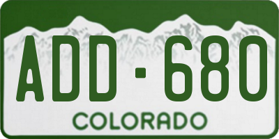 CO license plate ADD680