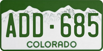 CO license plate ADD685