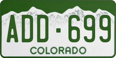 CO license plate ADD699