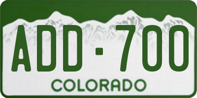 CO license plate ADD700