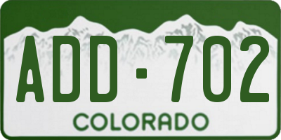 CO license plate ADD702