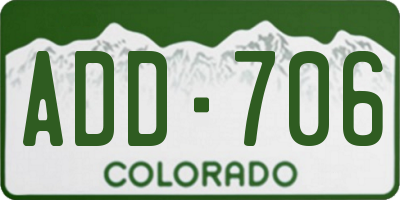 CO license plate ADD706