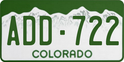 CO license plate ADD722