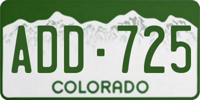 CO license plate ADD725