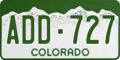 CO license plate ADD727