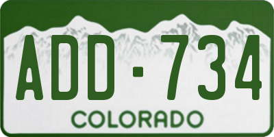 CO license plate ADD734