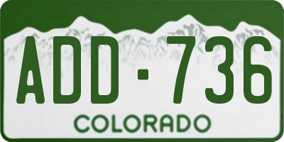 CO license plate ADD736