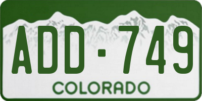 CO license plate ADD749
