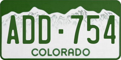 CO license plate ADD754