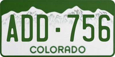 CO license plate ADD756
