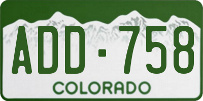 CO license plate ADD758