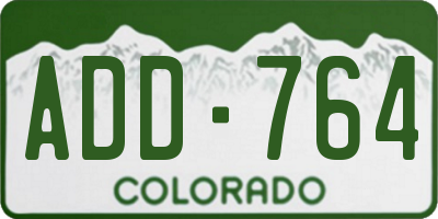 CO license plate ADD764