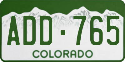 CO license plate ADD765