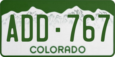 CO license plate ADD767