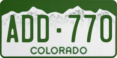 CO license plate ADD770