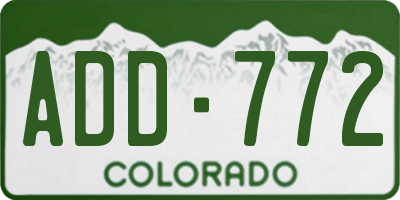 CO license plate ADD772