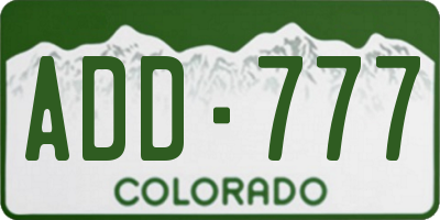 CO license plate ADD777