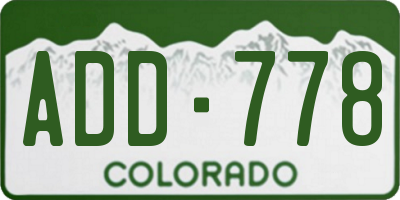 CO license plate ADD778