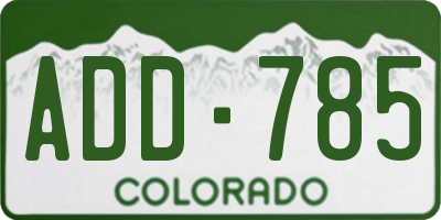 CO license plate ADD785