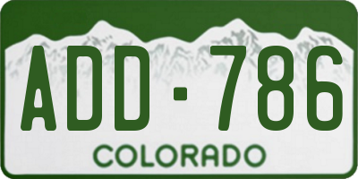 CO license plate ADD786