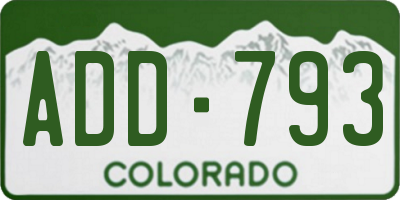 CO license plate ADD793