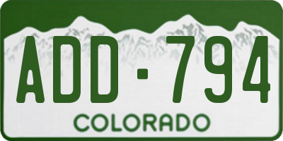 CO license plate ADD794