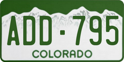 CO license plate ADD795