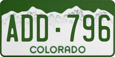 CO license plate ADD796