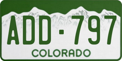 CO license plate ADD797