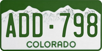 CO license plate ADD798