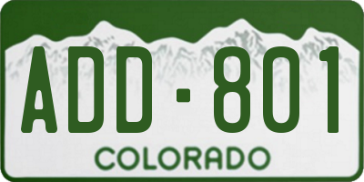 CO license plate ADD801