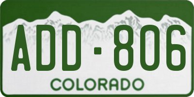CO license plate ADD806