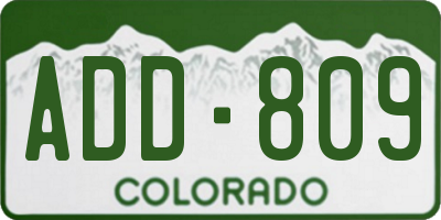 CO license plate ADD809