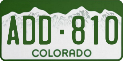 CO license plate ADD810