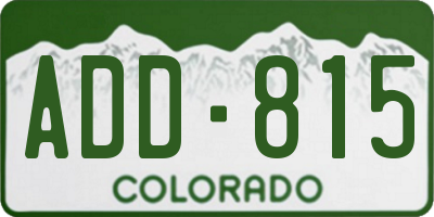 CO license plate ADD815