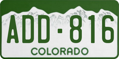 CO license plate ADD816