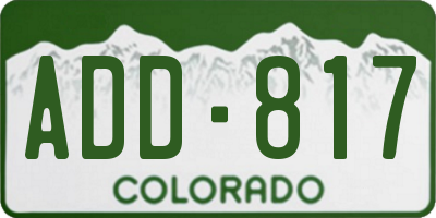 CO license plate ADD817