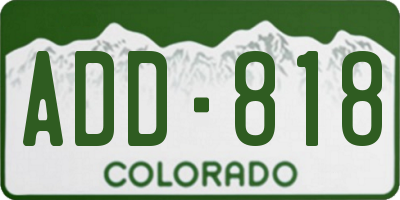 CO license plate ADD818