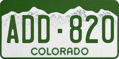 CO license plate ADD820