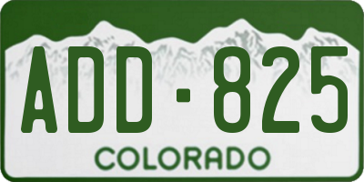 CO license plate ADD825