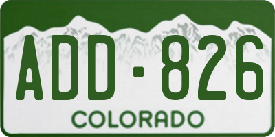 CO license plate ADD826