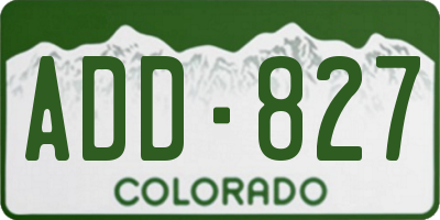 CO license plate ADD827
