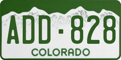 CO license plate ADD828