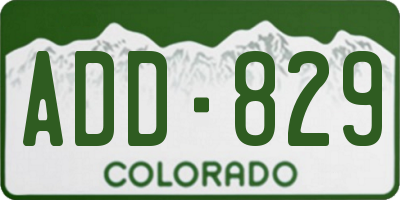 CO license plate ADD829
