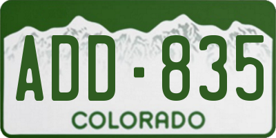 CO license plate ADD835